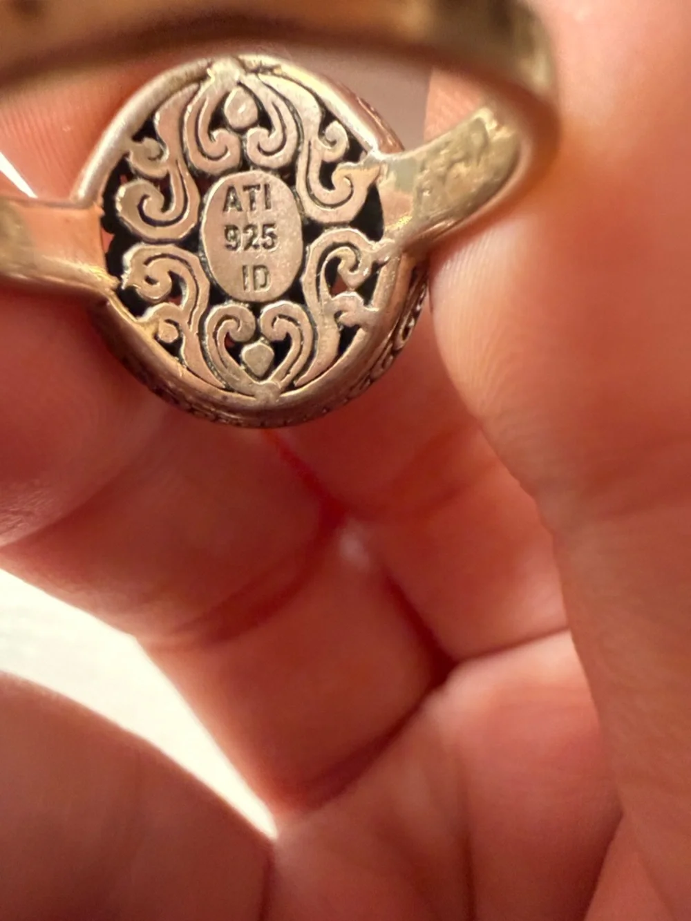 genuine 925 sterling filigree set of necklace, earrings, and ring - Picture 5 of 7